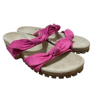 Jack Rogers Womens 7 Pink Rose Double Knot Slide Sandals Preppy Feminine Comfort